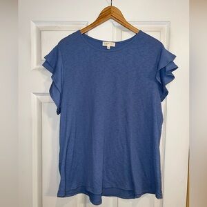 Blue Ruffle Sleeve Women's Top